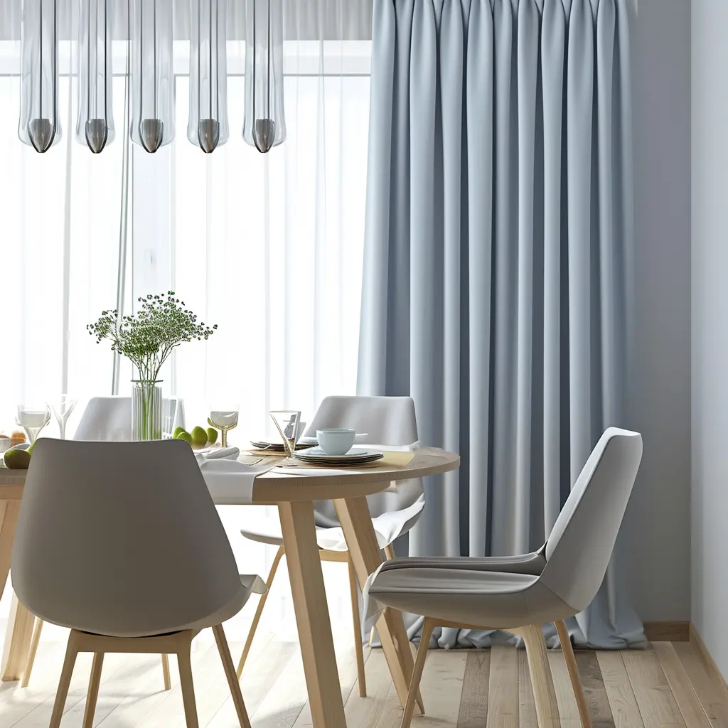Rideau thermique isolant bleu Deconovo pour salle à manger moderne