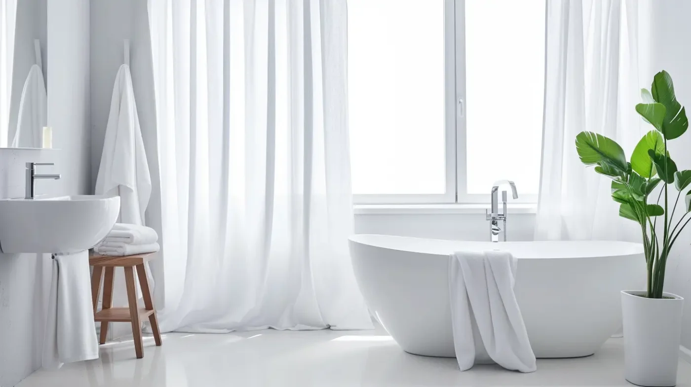 Rideau thermique blanc 160x240cm pour salle de bain