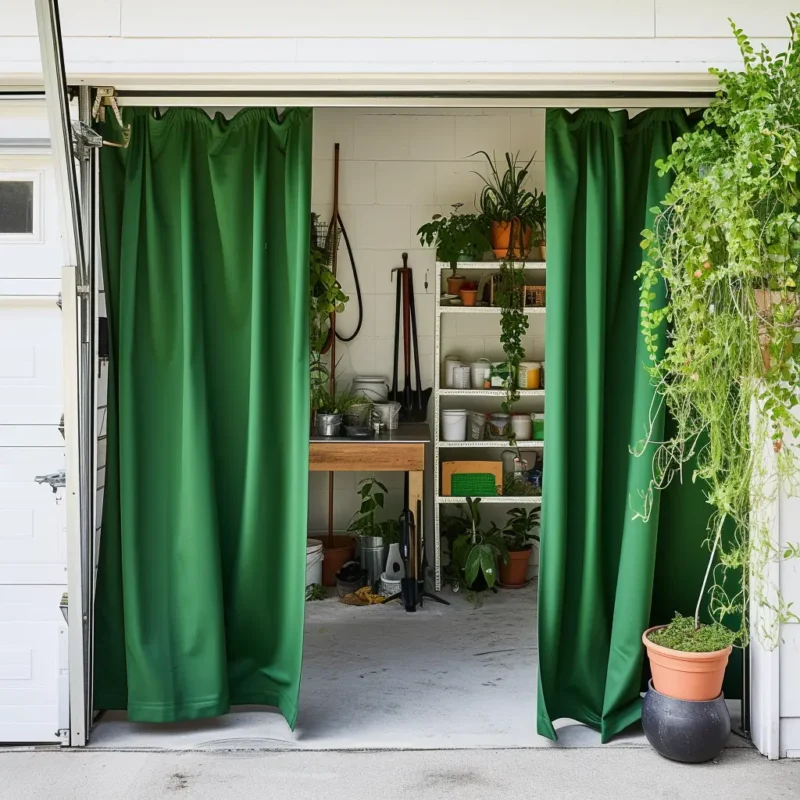 Rideau isolant thermique vert pour porte de garage